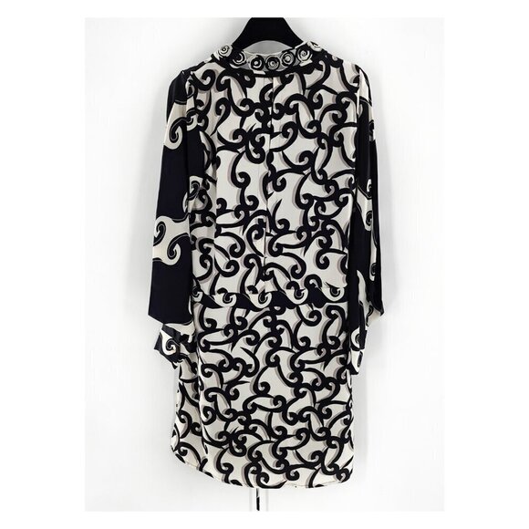 DIANE VON FURSTENBERG Diced Embellished Dress Silk Broken Waves Pockets - Picture 3 of 7